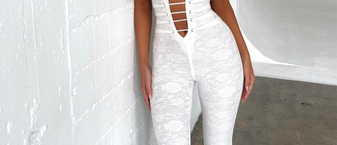 Lash Rope Lace Up Slim Fit Jumpsuit See-through