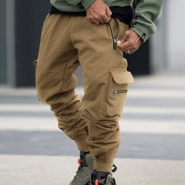 Autumn New Solid Color Loose Multi-pocket Light Board High Street Leisure Men's Sports Trousers