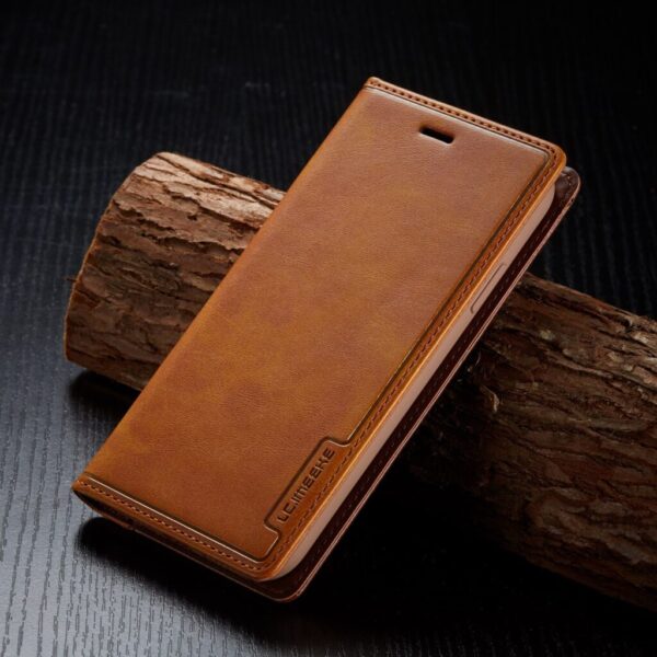 Leather Pattern External Card Business Flip Phone Case